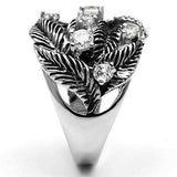 Alamode Rhodium Brass Ring with AAA Grade CZ in Clear - Alamode - Flyclothing LLC