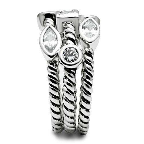 Alamode Rhodium Brass Ring with AAA Grade CZ in Clear - Alamode - Flyclothing LLC