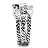 Alamode Rhodium Brass Ring with AAA Grade CZ in Clear - Alamode - Flyclothing LLC