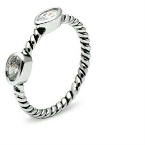 Alamode Rhodium Brass Ring with AAA Grade CZ in Clear - Alamode - Flyclothing LLC