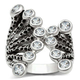 Alamode Rhodium Brass Ring with AAA Grade CZ in Clear - Alamode - Flyclothing LLC