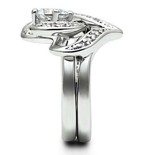 Alamode Rhodium Brass Ring with AAA Grade CZ in Clear - Alamode - Flyclothing LLC