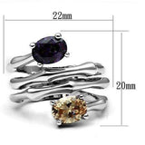Alamode Rhodium Brass Ring with AAA Grade CZ in Multi Color - Alamode - Flyclothing LLC