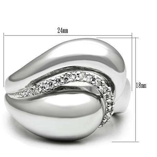 Alamode Rhodium Brass Ring with AAA Grade CZ in Clear - Alamode - Flyclothing LLC