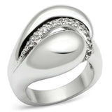Alamode Rhodium Brass Ring with AAA Grade CZ in Clear - Alamode - Flyclothing LLC