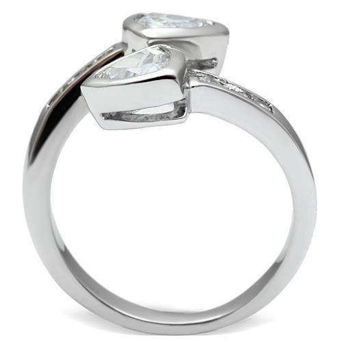 Alamode Rhodium Brass Ring with AAA Grade CZ in Clear - Alamode - Flyclothing LLC