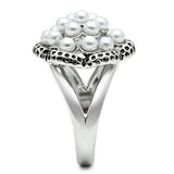 Alamode Rhodium Brass Ring with Synthetic Pearl in White - Alamode - Flyclothing LLC