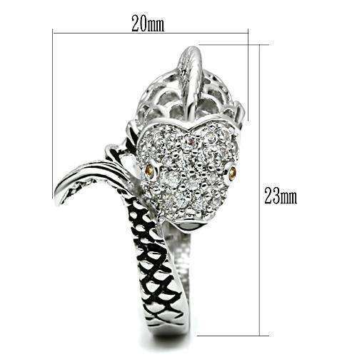 Alamode Rhodium Brass Ring with AAA Grade CZ in Champagne - Alamode - Flyclothing LLC