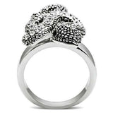 Alamode Rhodium Brass Ring with Top Grade Crystal in Jet - Alamode - Flyclothing LLC