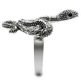 Alamode Rhodium Brass Ring with Top Grade Crystal in Jet - Alamode - Flyclothing LLC