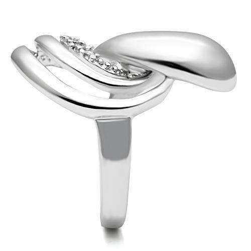 Alamode Rhodium Brass Ring with AAA Grade CZ in Clear - Alamode - Flyclothing LLC