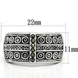 Alamode Rhodium Brass Ring with Semi-Precious Marcasite in Black Diamond - Alamode - Flyclothing LLC