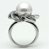 Alamode Rhodium Brass Ring with Synthetic Pearl in White - Alamode - Flyclothing LLC