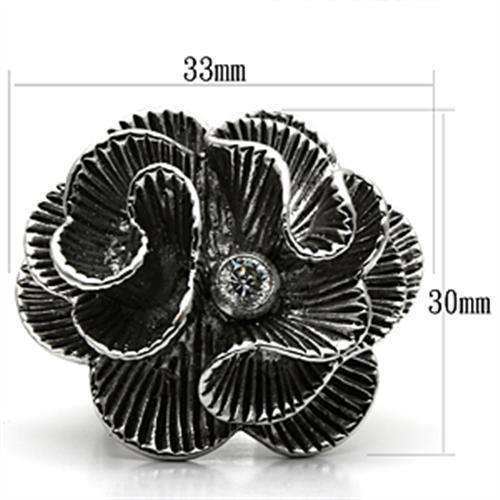 Alamode Rhodium Brass Ring with AAA Grade CZ in Clear - Alamode - Flyclothing LLC