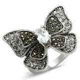 Alamode Rhodium Brass Ring with AAA Grade CZ in Clear - Alamode - Flyclothing LLC