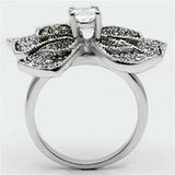 Alamode Rhodium Brass Ring with AAA Grade CZ in Clear - Alamode - Flyclothing LLC