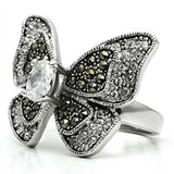 Alamode Rhodium Brass Ring with AAA Grade CZ in Clear - Alamode - Flyclothing LLC