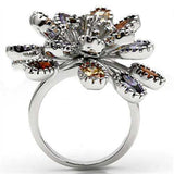Alamode Rhodium Brass Ring with AAA Grade CZ in Multi Color - Alamode - Flyclothing LLC