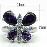 Alamode Rhodium Brass Ring with AAA Grade CZ in Multi Color - Alamode - Flyclothing LLC