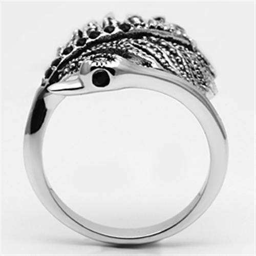 Alamode Rhodium Brass Ring with Top Grade Crystal in Black Diamond - Alamode - Flyclothing LLC