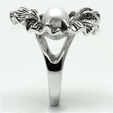 Alamode Rhodium Brass Ring with Synthetic Pearl in White - Alamode - Flyclothing LLC