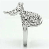 Alamode Rhodium Brass Ring with Top Grade Crystal in Clear - Alamode - Flyclothing LLC