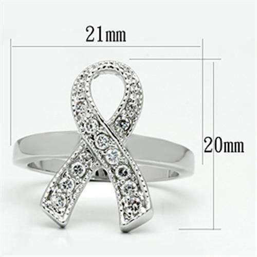 Alamode Rhodium Brass Ring with AAA Grade CZ in Clear - Alamode - Flyclothing LLC