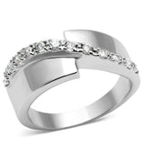 Alamode Rhodium Brass Ring with AAA Grade CZ in Clear - Alamode - Flyclothing LLC