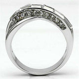 Alamode Rhodium Brass Ring with Top Grade Crystal in Clear - Alamode - Flyclothing LLC