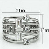 Alamode Rhodium Brass Ring with AAA Grade CZ in Clear - Alamode - Flyclothing LLC