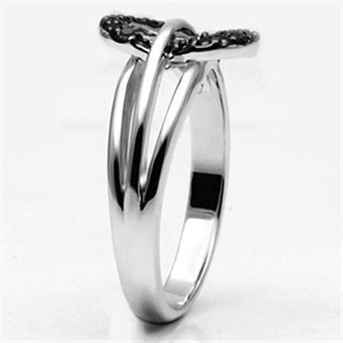 Alamode Rhodium + Ruthenium Brass Ring with AAA Grade CZ in Black Diamond - Alamode - Flyclothing LLC