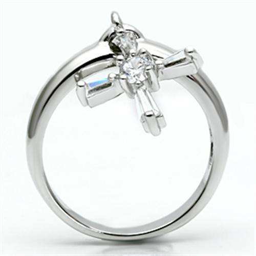 Alamode Rhodium Brass Ring with AAA Grade CZ in Clear - Alamode - Flyclothing LLC