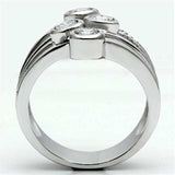 Alamode Rhodium Brass Ring with AAA Grade CZ in Clear - Alamode - Flyclothing LLC