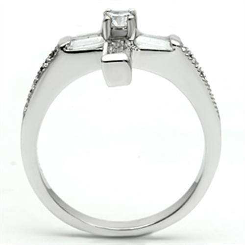 Alamode Rhodium Brass Ring with AAA Grade CZ in Clear - Alamode - Flyclothing LLC