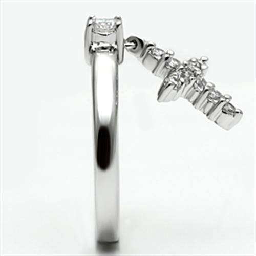 Alamode Rhodium Brass Ring with AAA Grade CZ in Clear - Alamode - Flyclothing LLC