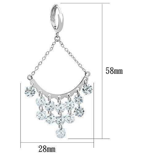 Alamode Rhodium Brass Earrings with AAA Grade CZ in Clear - Alamode - Flyclothing LLC