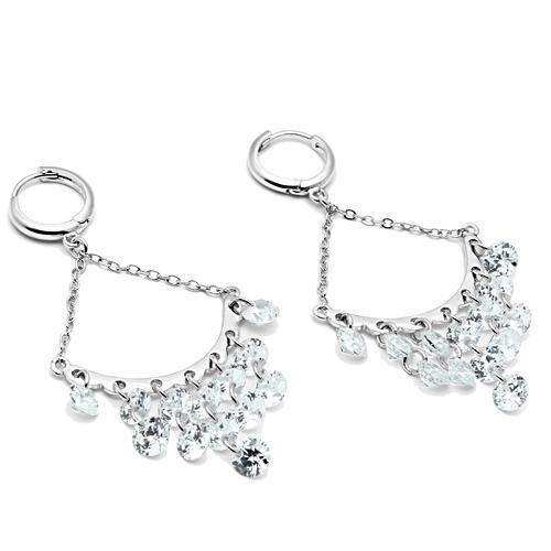 Alamode Rhodium Brass Earrings with AAA Grade CZ in Clear - Alamode - Flyclothing LLC