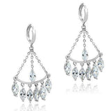 Alamode Rhodium Brass Earrings with AAA Grade CZ in Clear - Alamode - Flyclothing LLC
