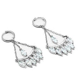 Alamode Rhodium Brass Earrings with AAA Grade CZ in Clear - Alamode - Flyclothing LLC