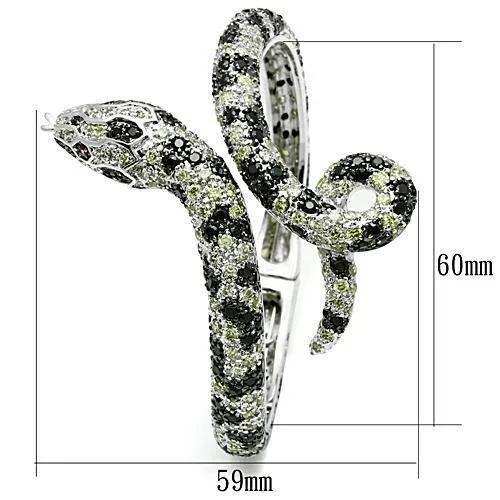 Alamode Rhodium + Ruthenium Brass Bangle with AAA Grade CZ in Multi Color - Alamode - Flyclothing LLC