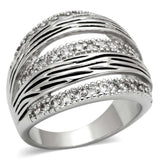 Alamode Rhodium Brass Ring with AAA Grade CZ in Clear - Alamode - Flyclothing LLC