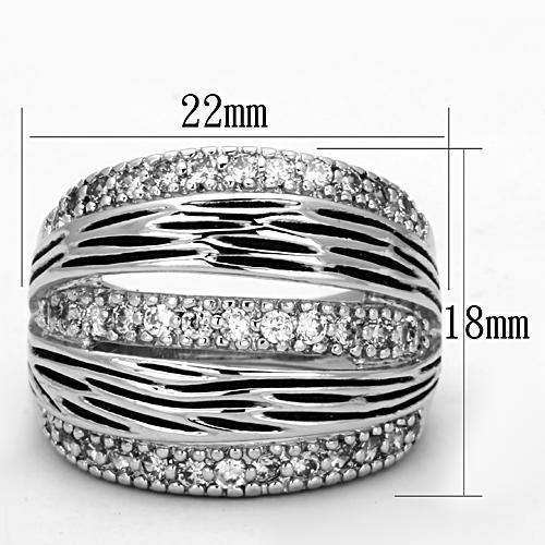 Alamode Rhodium Brass Ring with AAA Grade CZ in Clear - Alamode - Flyclothing LLC