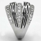 Alamode Rhodium Brass Ring with AAA Grade CZ in Clear - Alamode - Flyclothing LLC