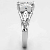 Alamode Rhodium Brass Ring with AAA Grade CZ in Clear - Alamode - Flyclothing LLC