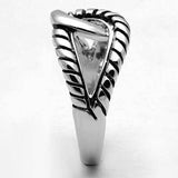 Alamode Rhodium Brass Ring with Epoxy in Jet - Alamode - Flyclothing LLC