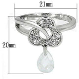 Alamode Rhodium Brass Ring with AAA Grade CZ in Clear - Alamode - Flyclothing LLC