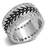 Alamode Rhodium Brass Ring with AAA Grade CZ in Clear - Alamode - Flyclothing LLC