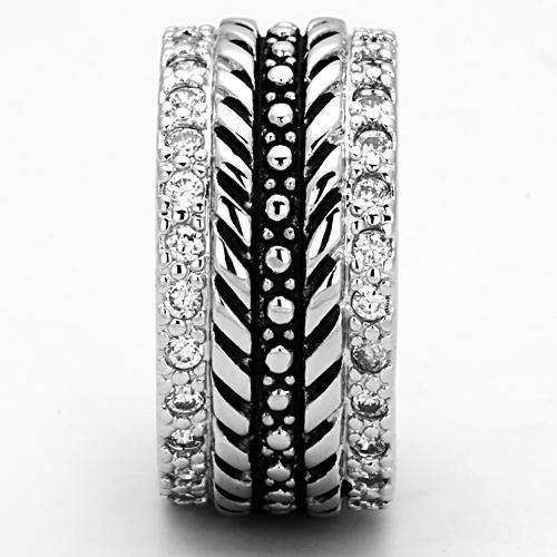 Alamode Rhodium Brass Ring with AAA Grade CZ in Clear - Alamode - Flyclothing LLC