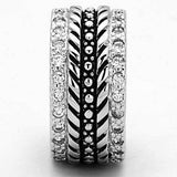 Alamode Rhodium Brass Ring with AAA Grade CZ in Clear - Alamode - Flyclothing LLC