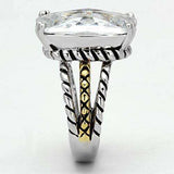 Alamode Reverse Two-Tone Brass Ring with AAA Grade CZ in Clear - Alamode - Flyclothing LLC